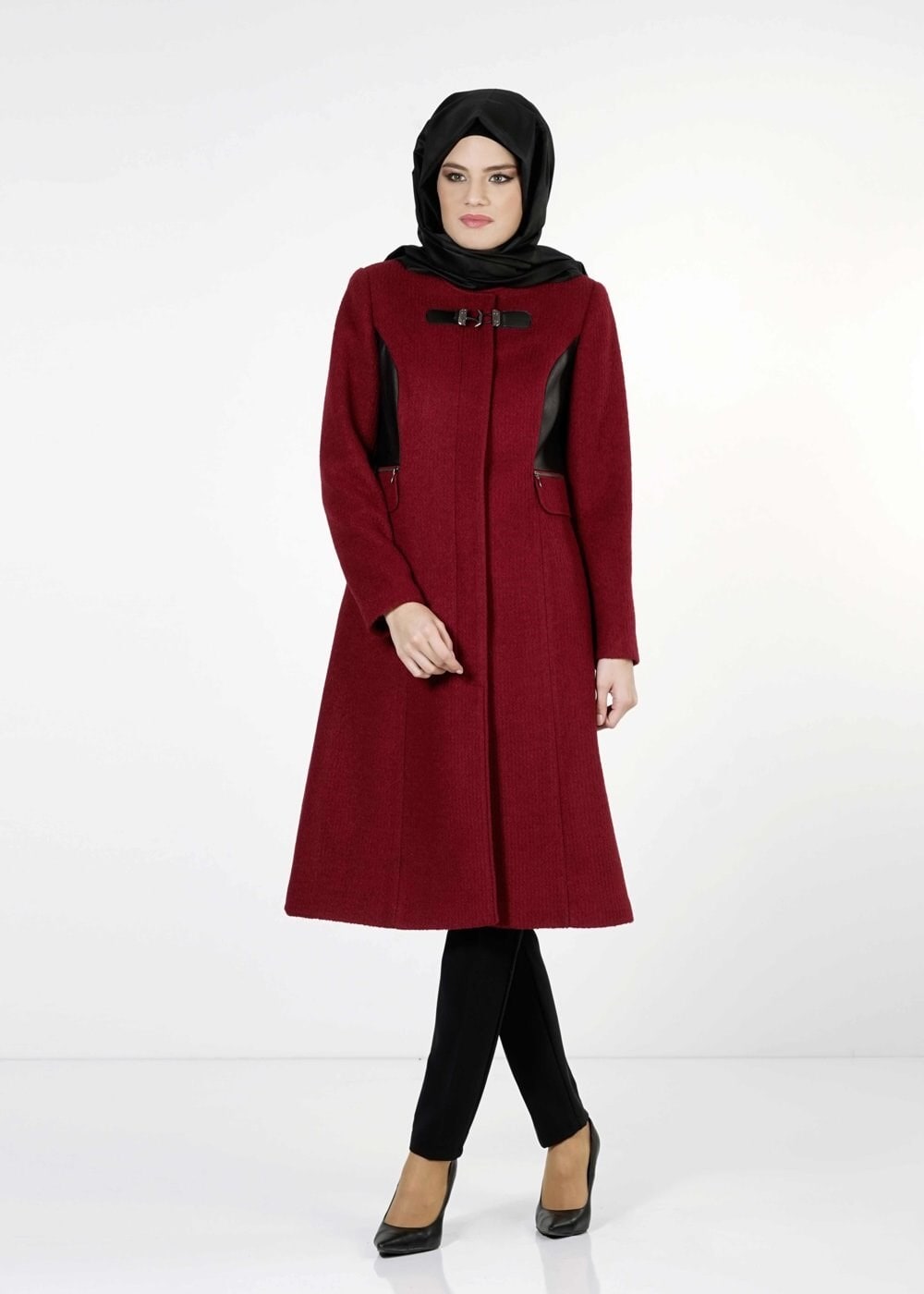 Tesettür giyim BORDO 9366 KABAN