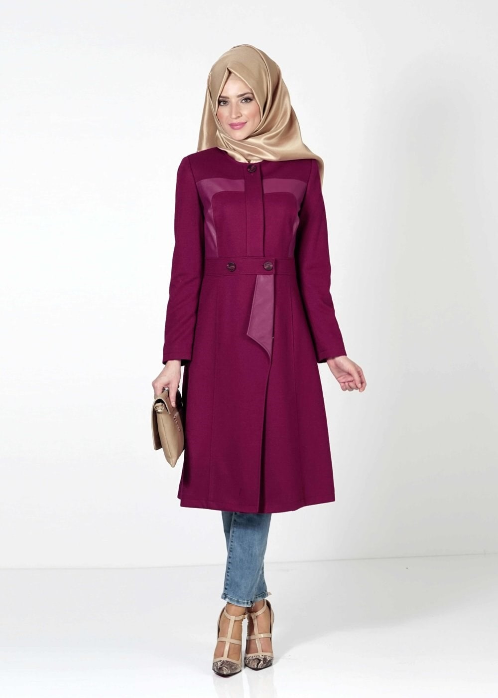 Tesettür giyim FUŞYA 9367 KABAN