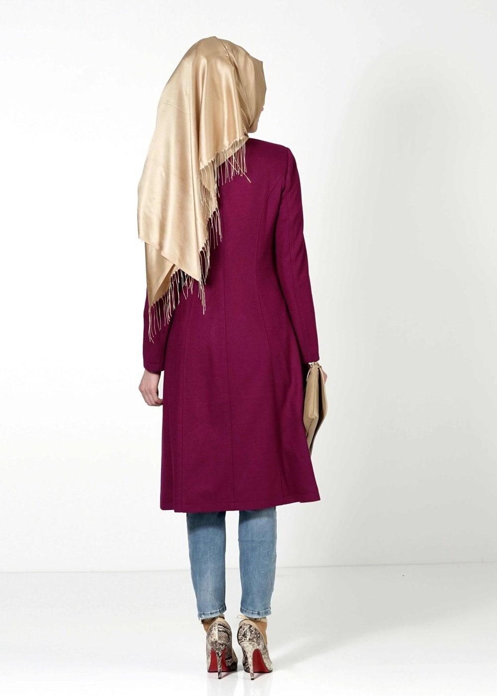 Tesettür giyim FUŞYA 9367 KABAN