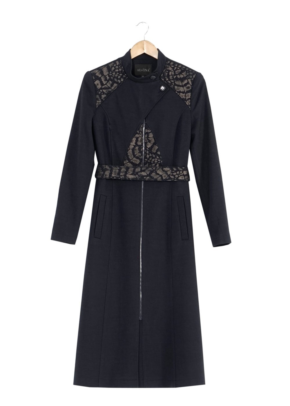 Tesettür giyim LACİVERT DESENLİ KABAN 9371 