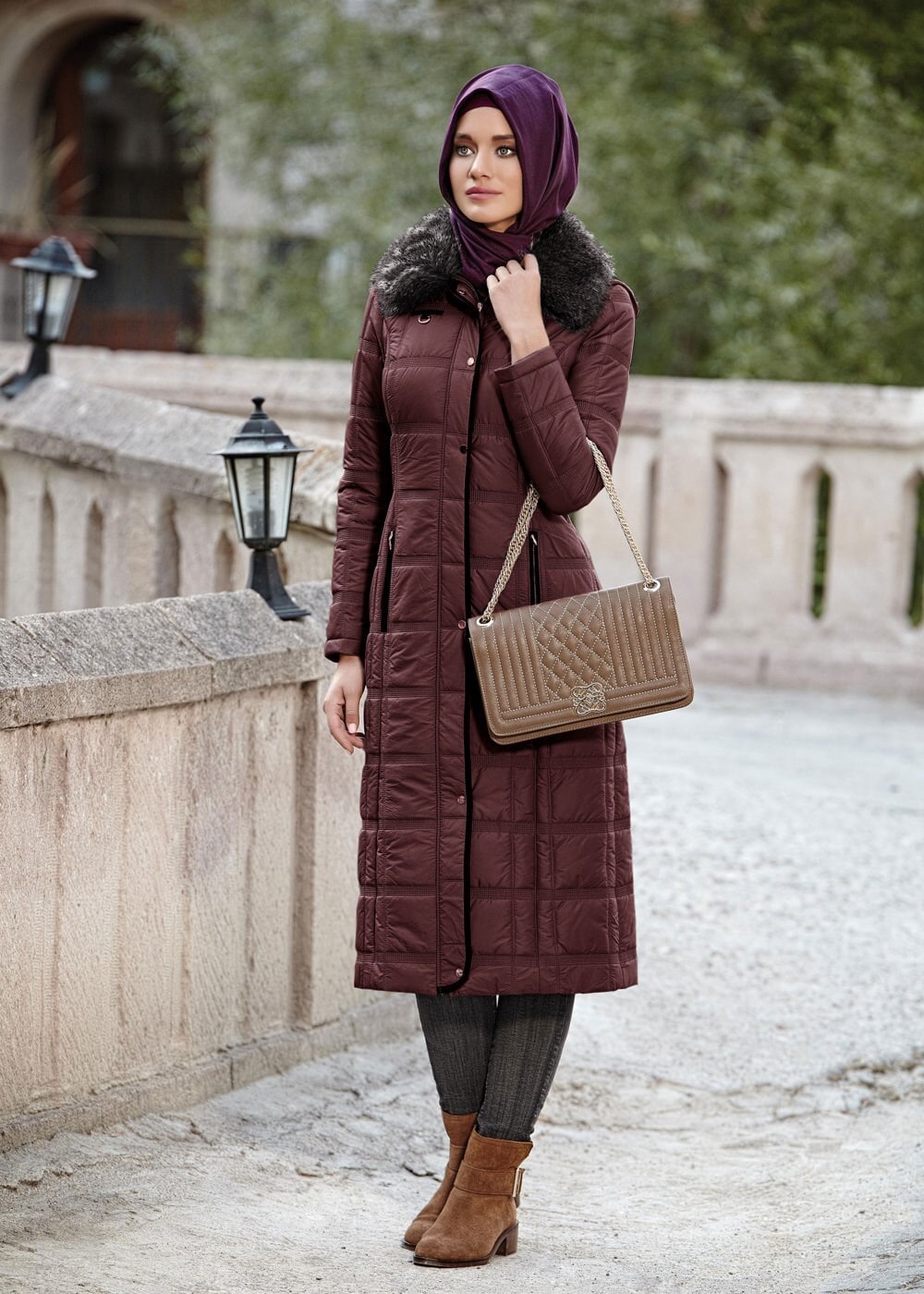 Tesettür giyim BORDO 9376 KABAN
