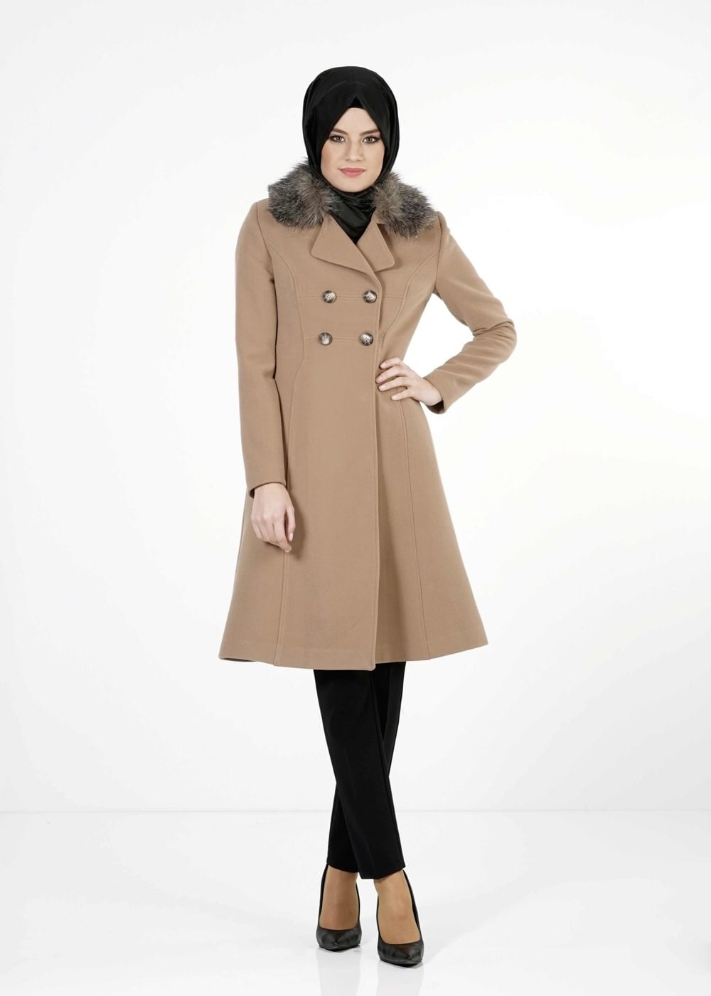 Tesettür giyim KAHVE 9383 KABAN