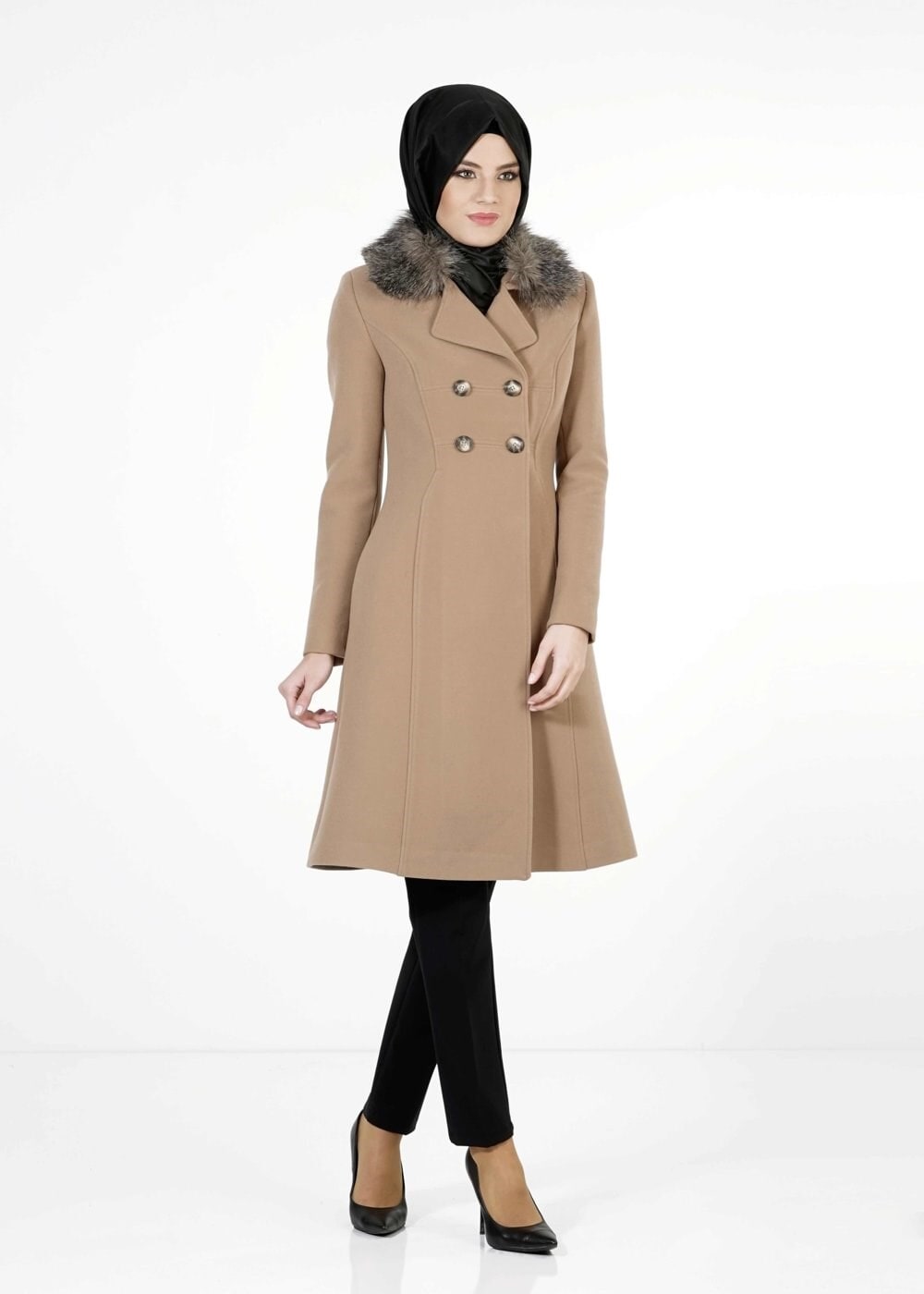 Tesettür giyim KAHVE 9383 KABAN