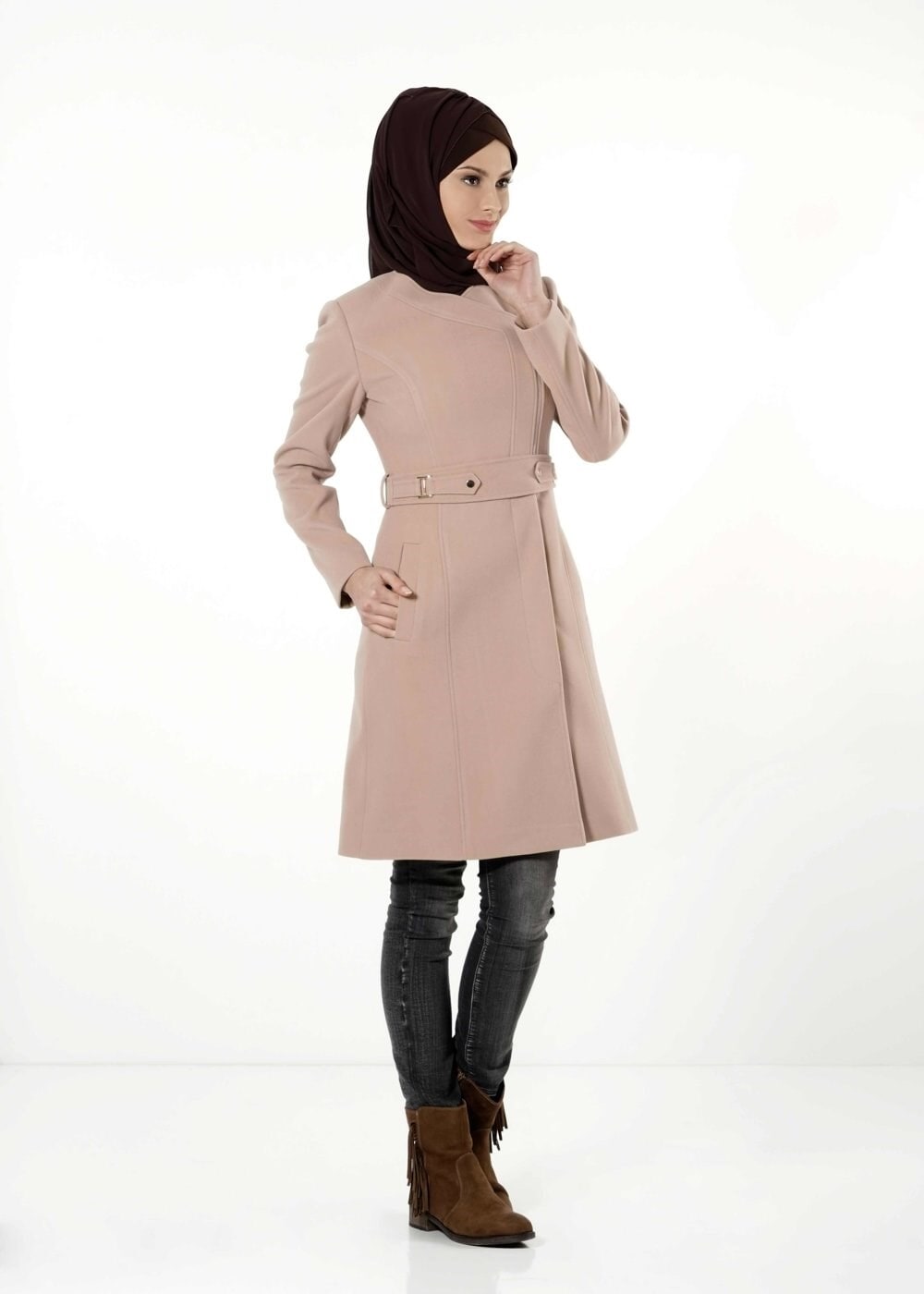 Tesettür giyim BEJ 9388 KABAN