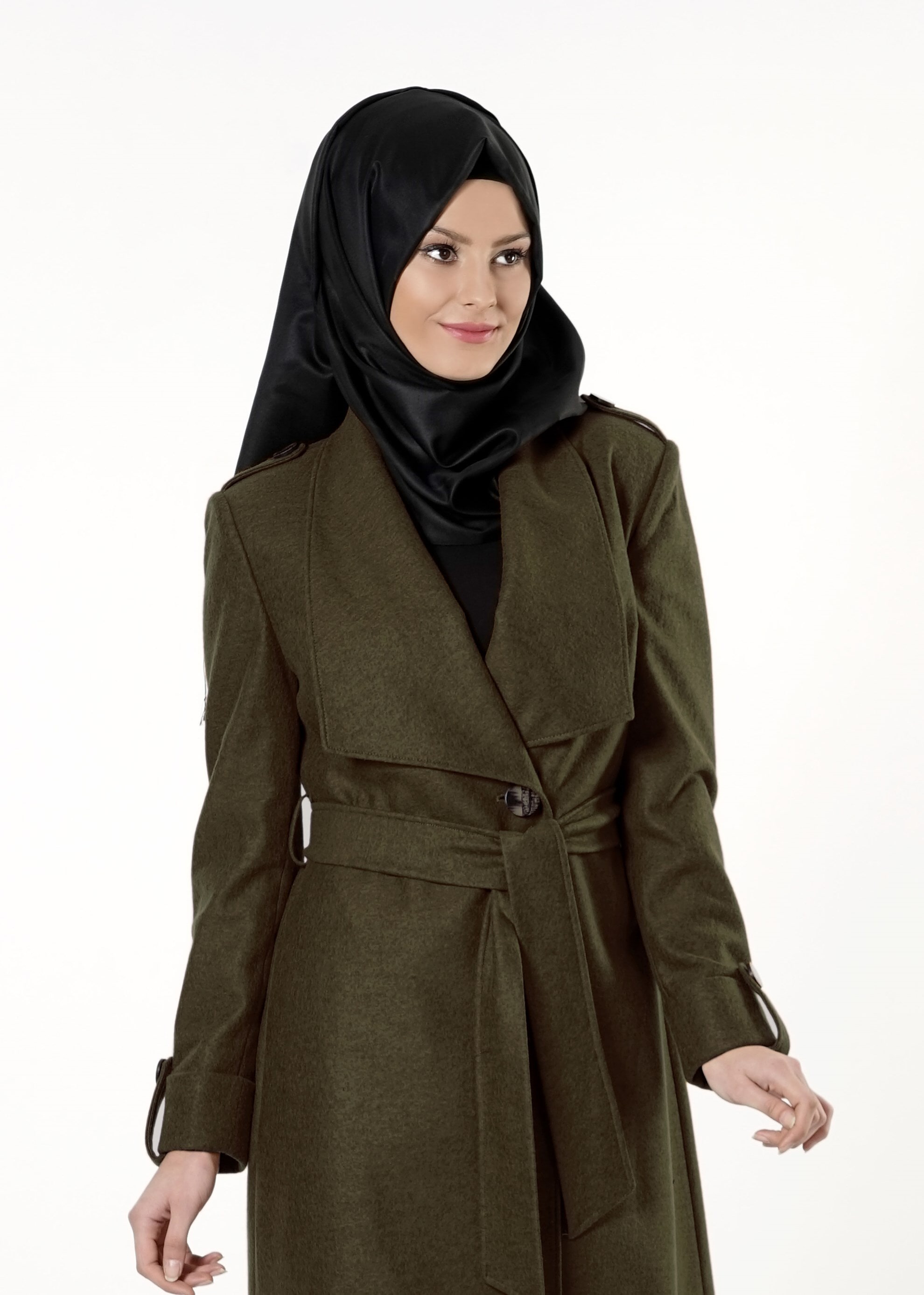 Tesettür giyim HAKİ 9399 KABAN