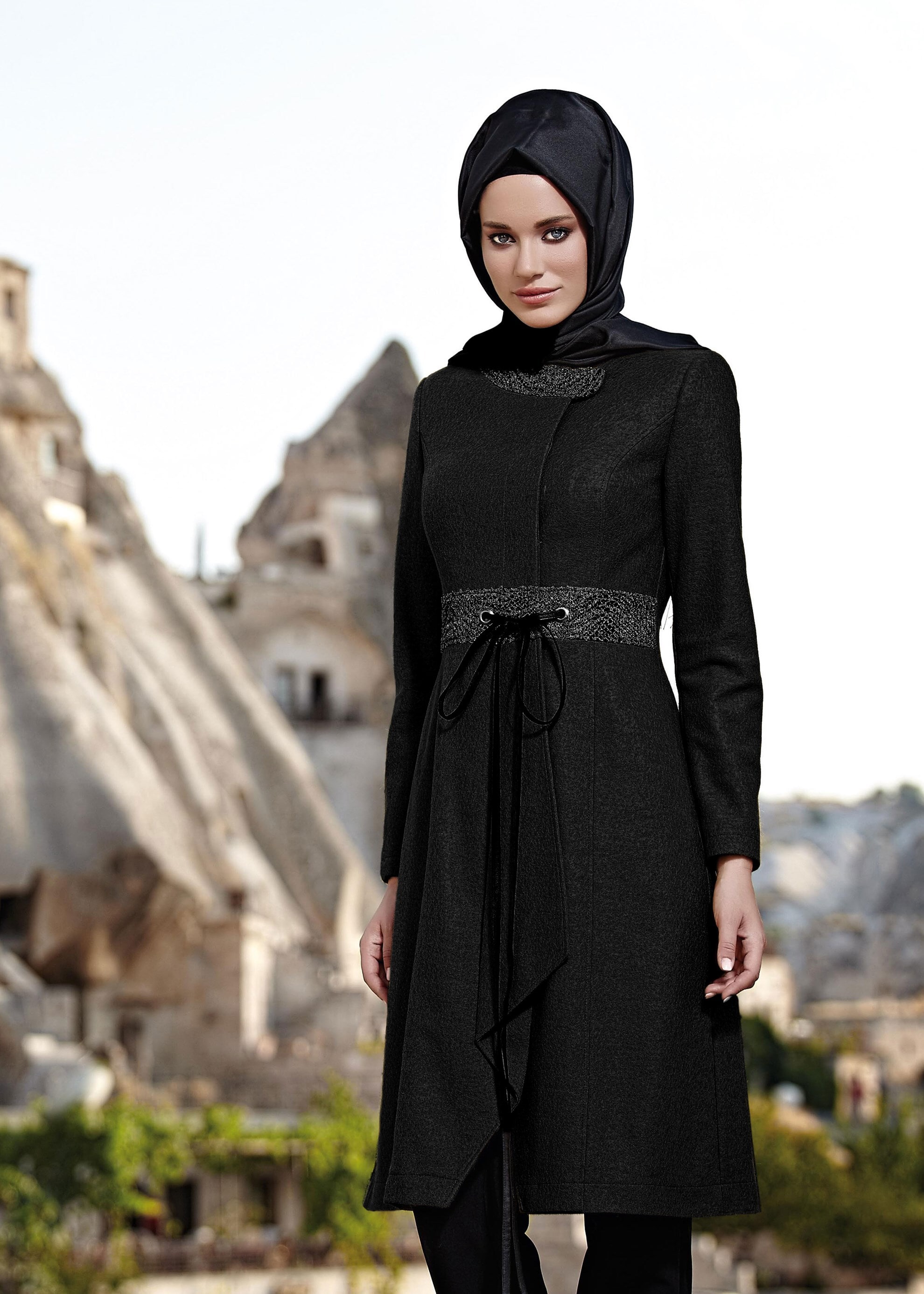Tesettür giyim SİYAH 9403 KABAN