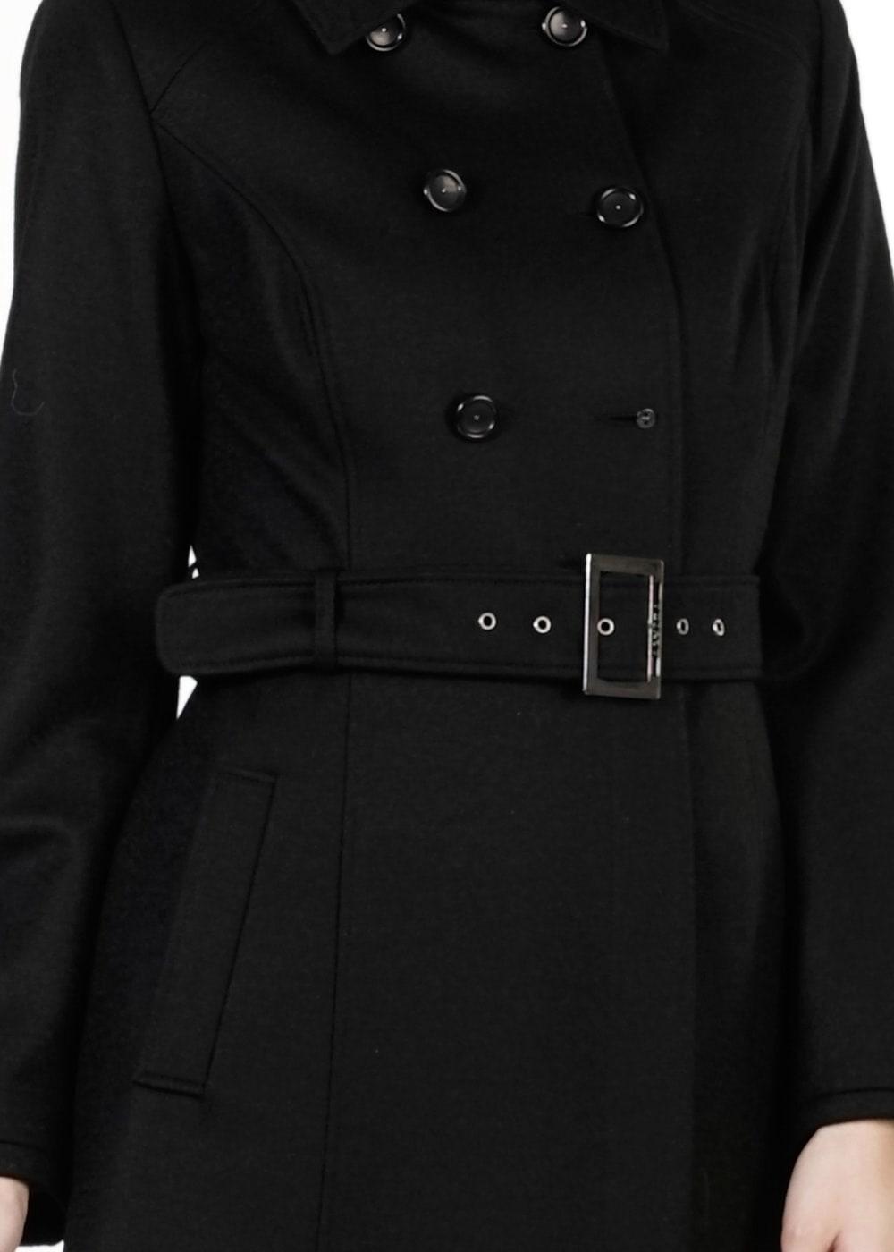 Tesettür giyim SİYAH KEMERLİ KRUVAZE KABAN 9404