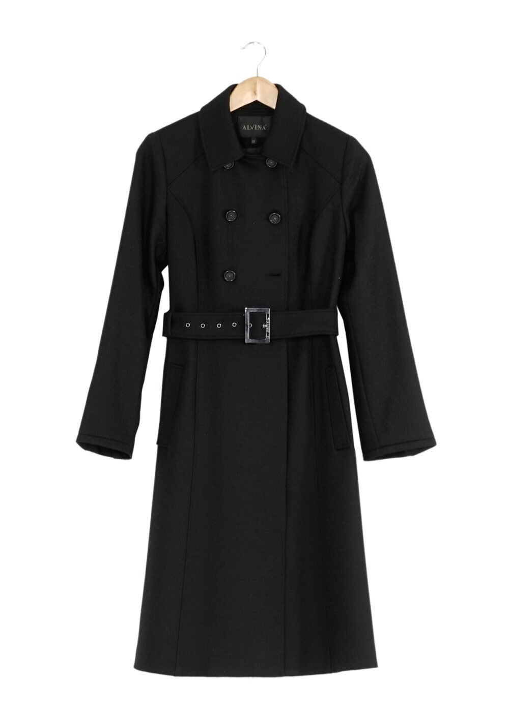 Tesettür giyim SİYAH KEMERLİ KRUVAZE KABAN 9404