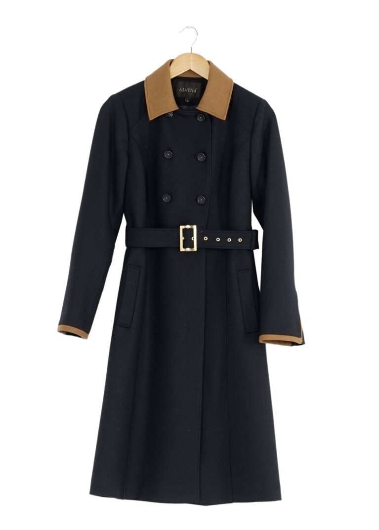 Tesettür giyim LACİVERT KEMERLİ KRUVAZE KABAN 9404