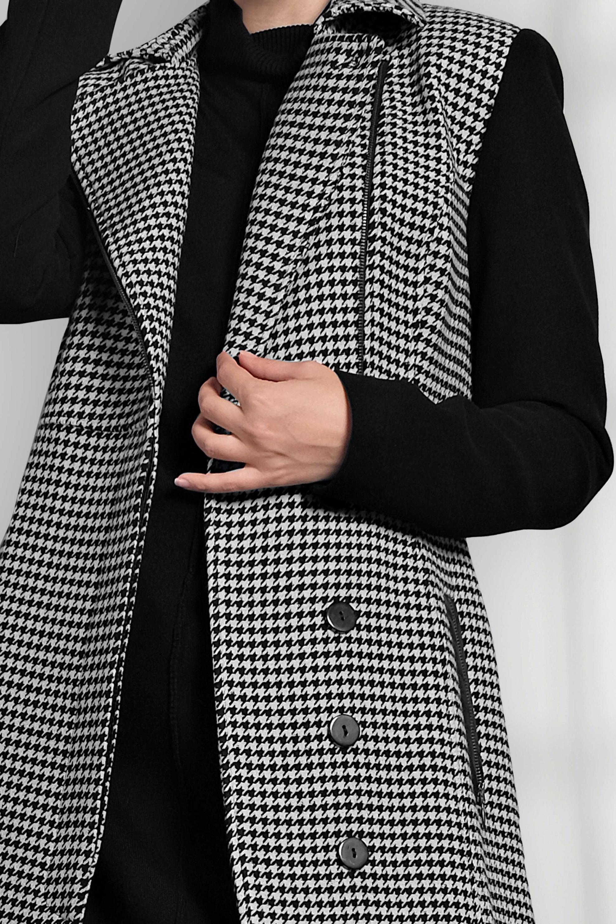 Tesettür giyim SİYAH BELDEN KUŞAKLI KAZAYAĞI KABAN 9419 