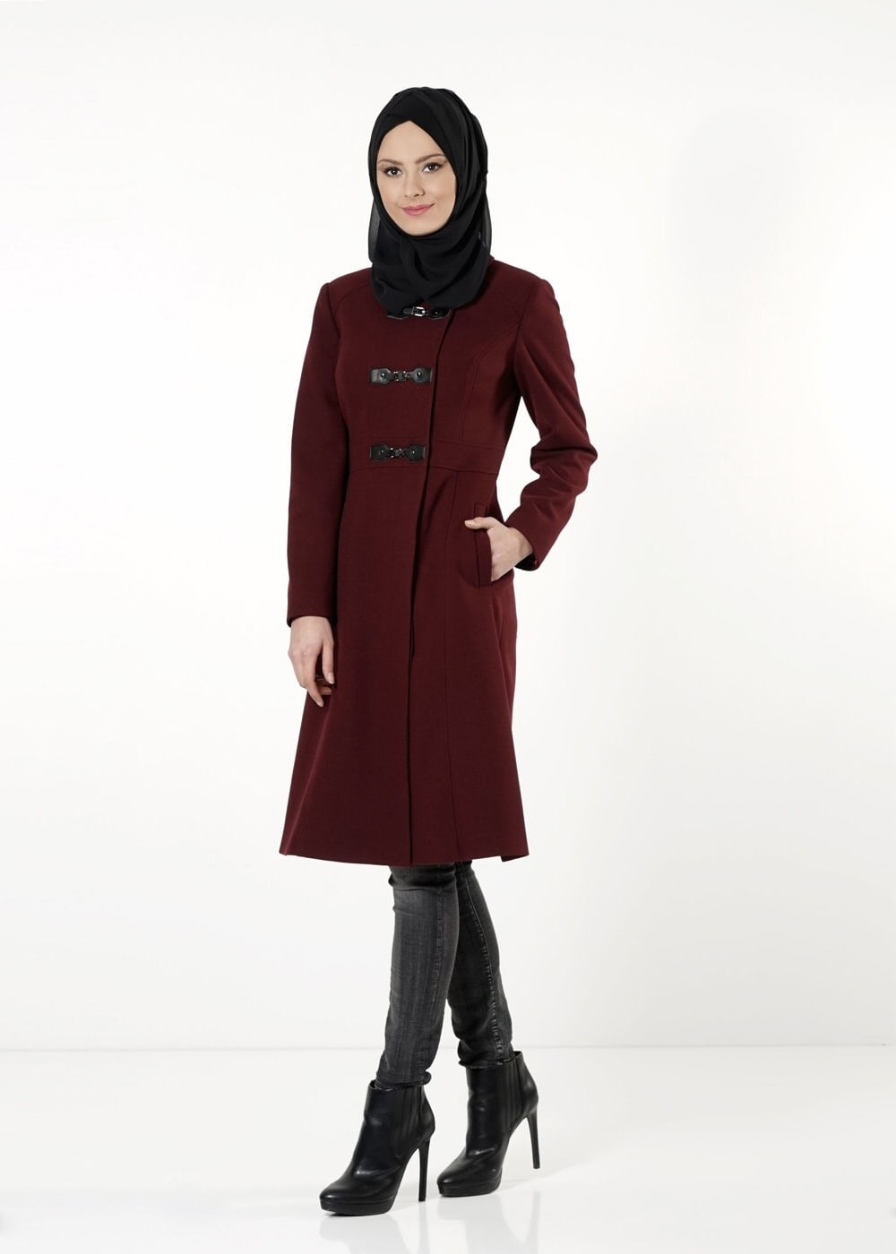 Tesettür giyim BORDO 9425 KABAN