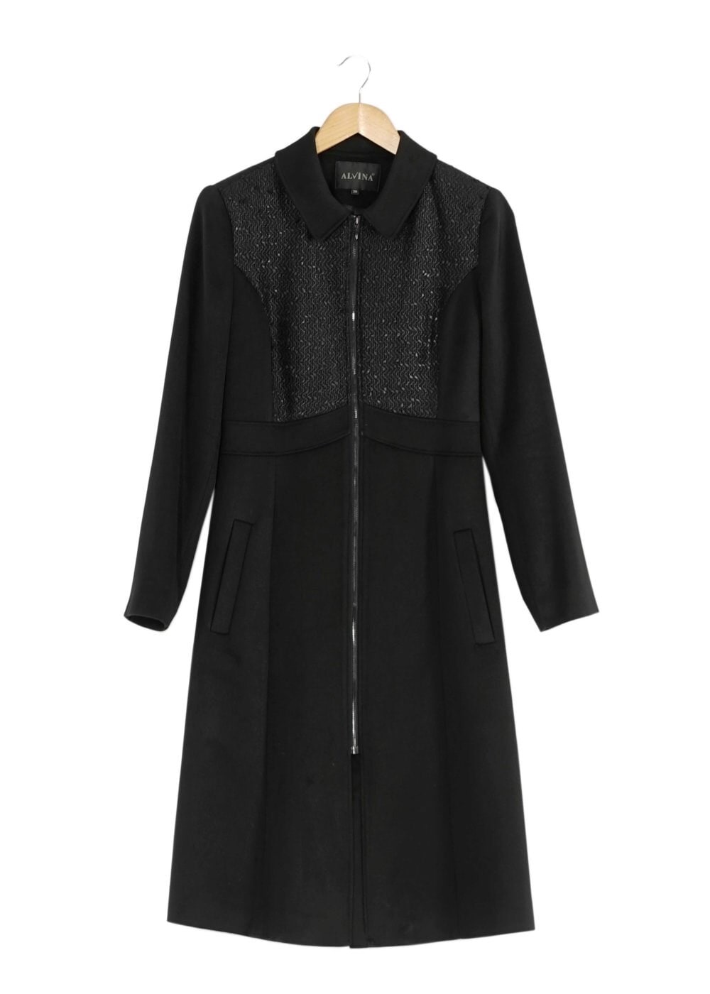 Tesettür giyim SİYAH FERMUARLI KABAN 9426 