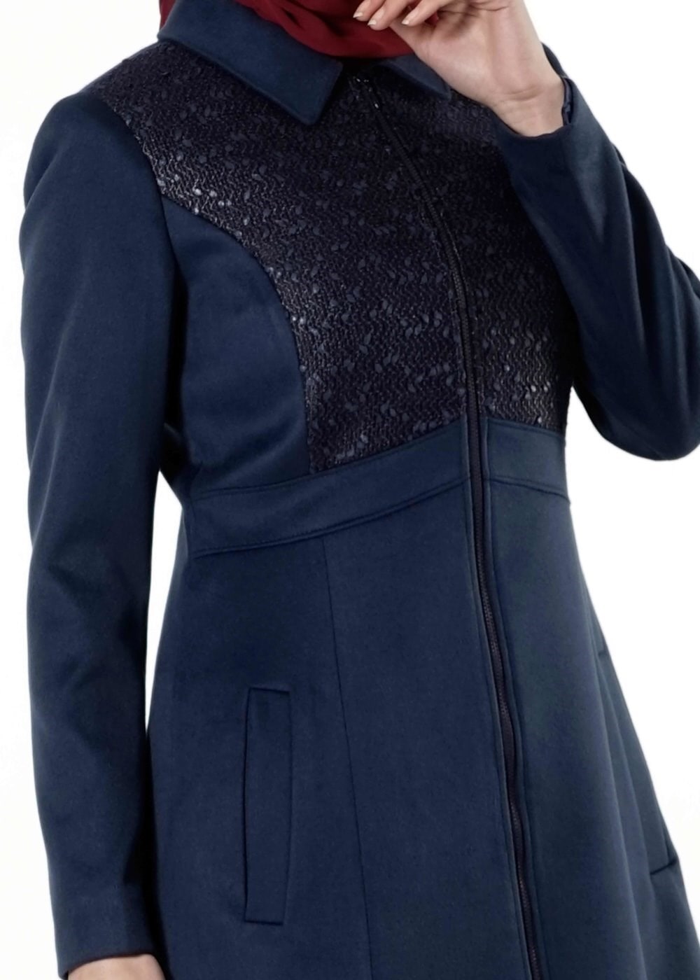 Tesettür giyim LACİVERT FERMUARLI KABAN 9426 