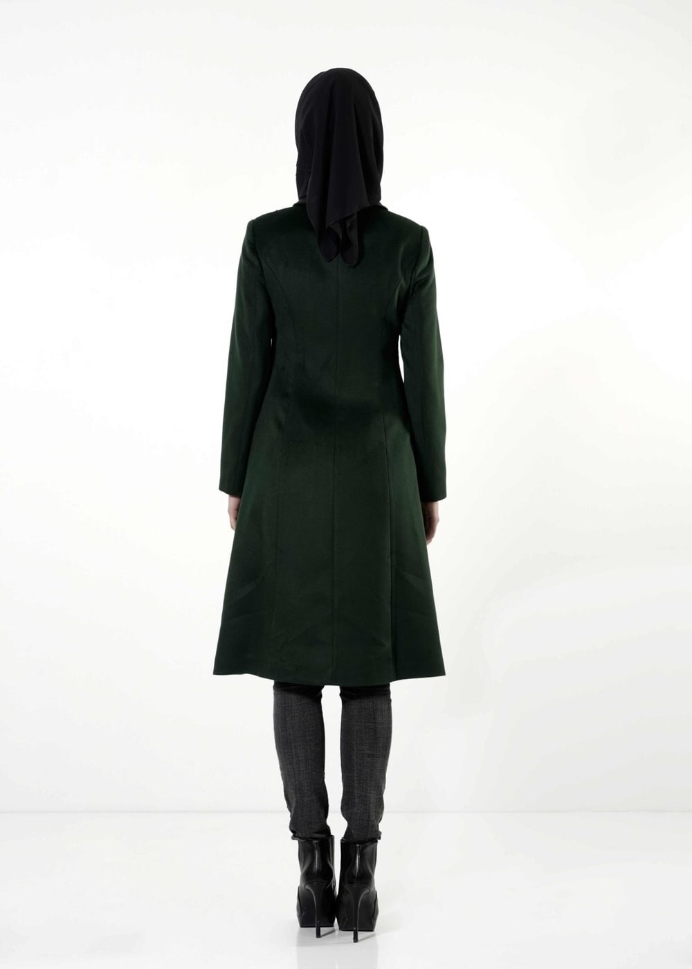 Tesettür giyim YEŞİL FERMUARLI KABAN 9426 