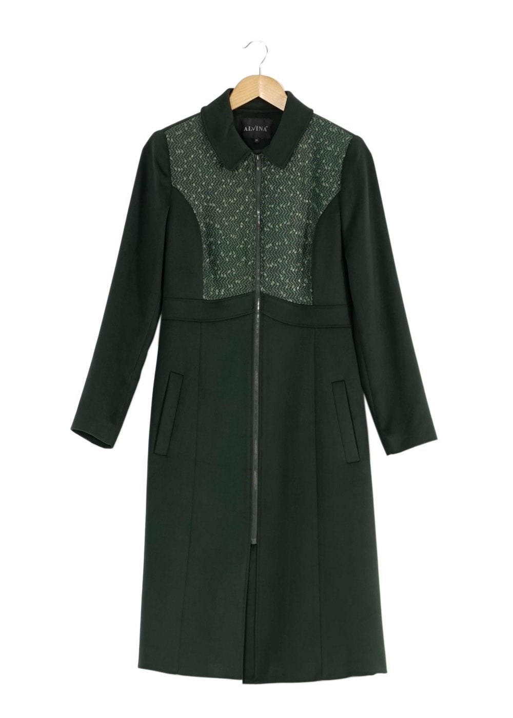 Tesettür giyim YEŞİL FERMUARLI KABAN 9426 