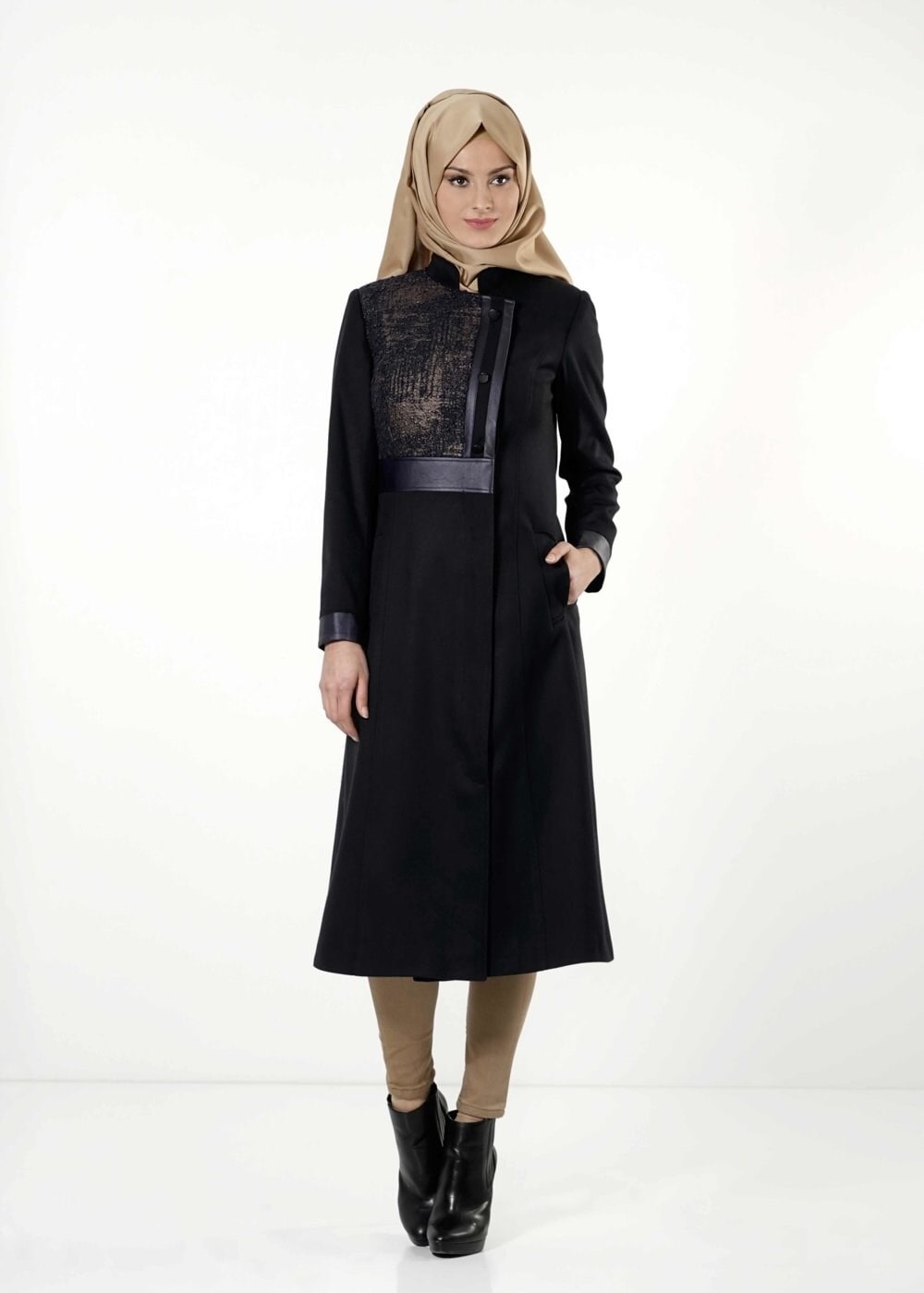 Tesettür giyim LACİVERT DÜĞMELİ KABAN 9427 