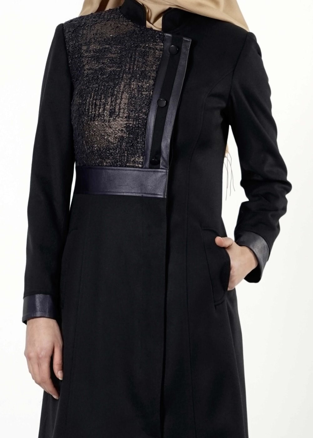 Tesettür giyim LACİVERT DÜĞMELİ KABAN 9427 