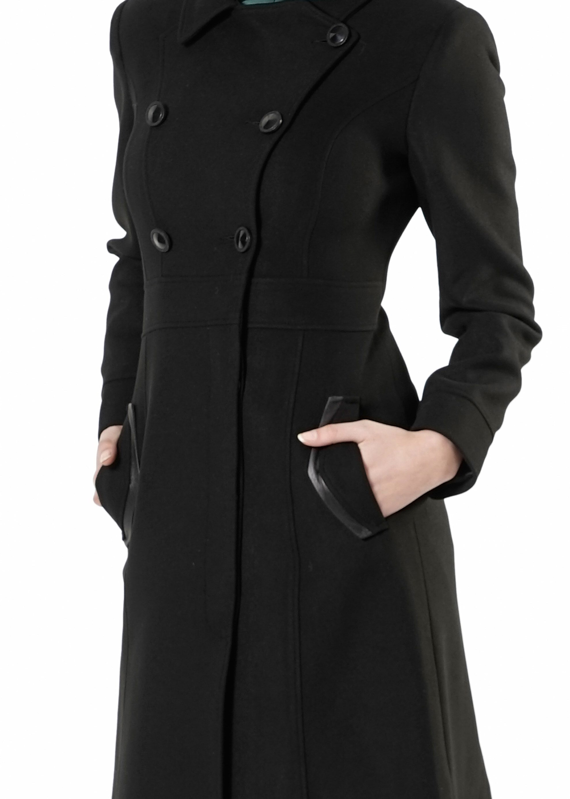 Tesettür giyim SİYAH DÜĞMELİ KABAN 9432 