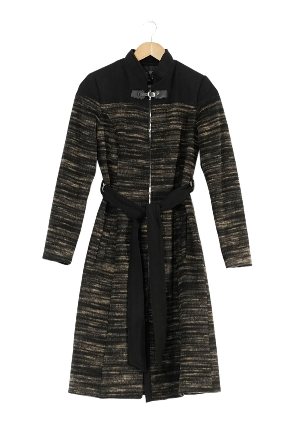 Tesettür giyim KAHVE KUŞAKLI KABAN 9433 