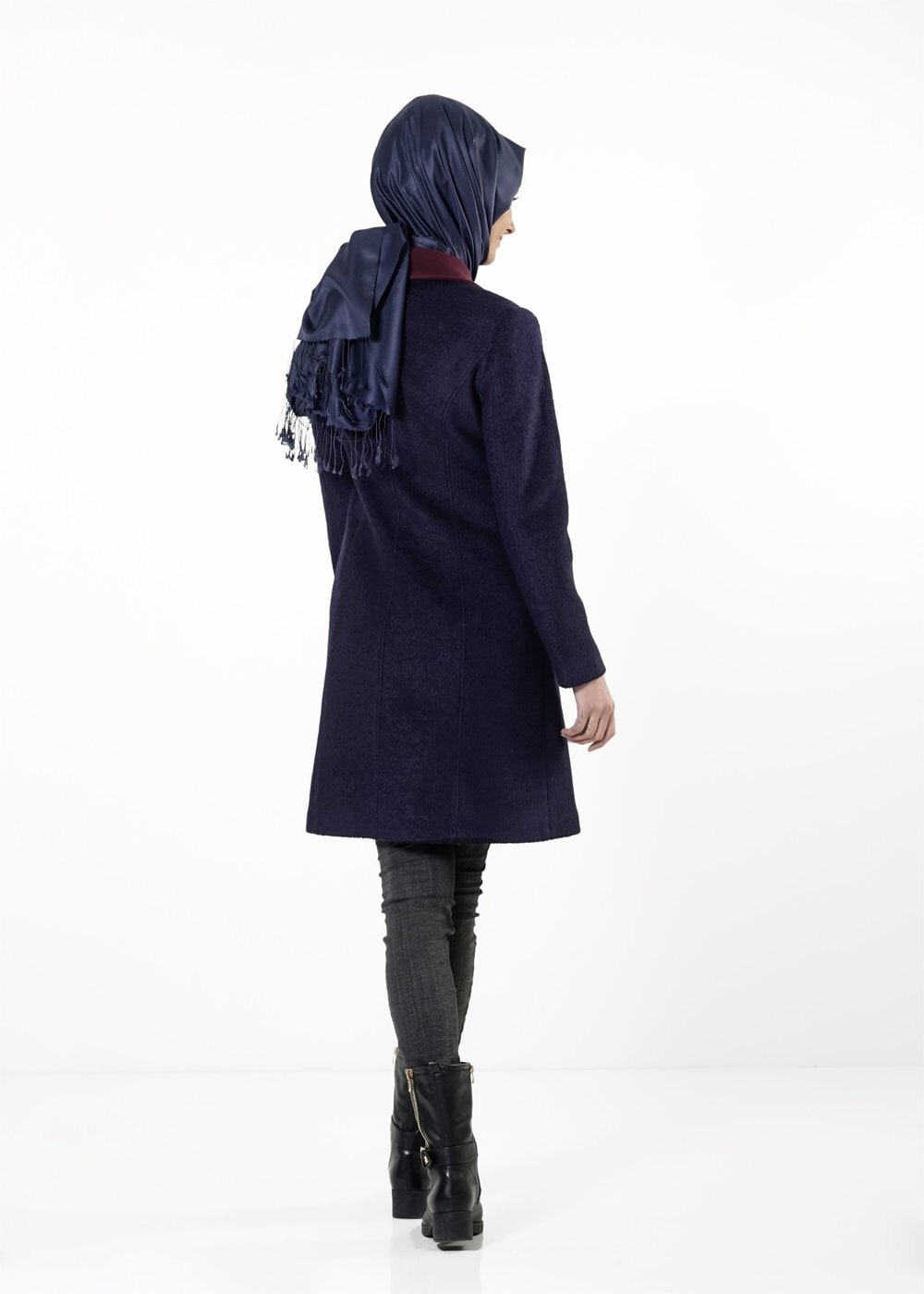 Tesettür giyim LACİVERT FERMUARLI KABAN 9435 