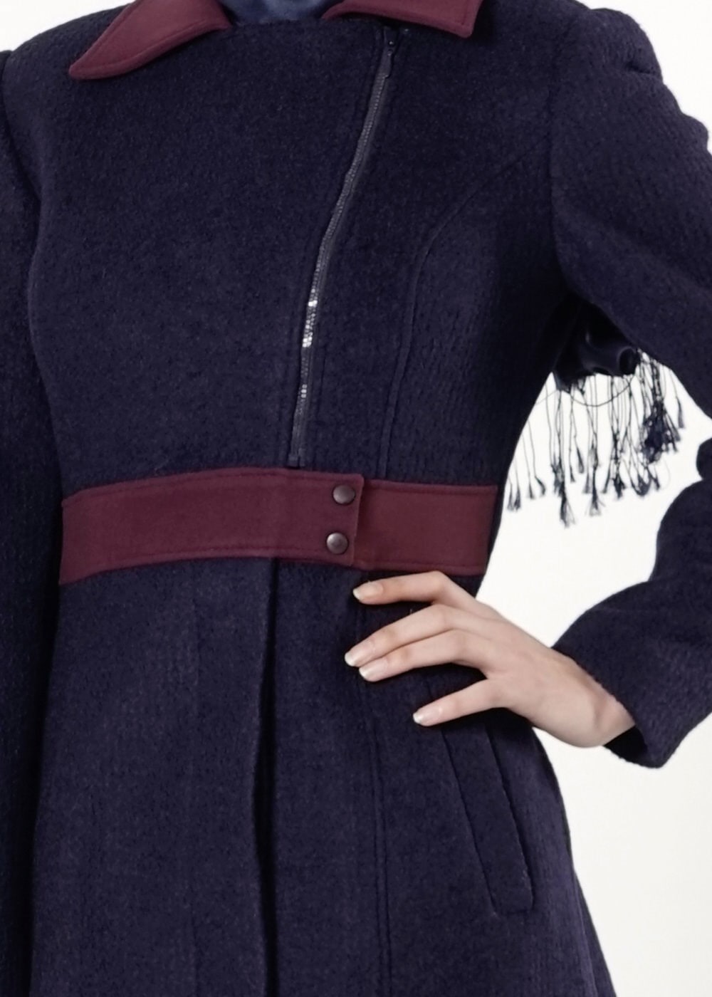 Tesettür giyim LACİVERT FERMUARLI KABAN 9435 