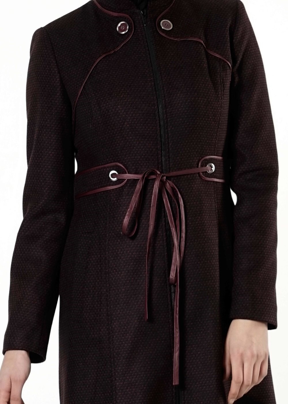 Tesettür giyim SİYAH KEMERLİ KABAN 9437 