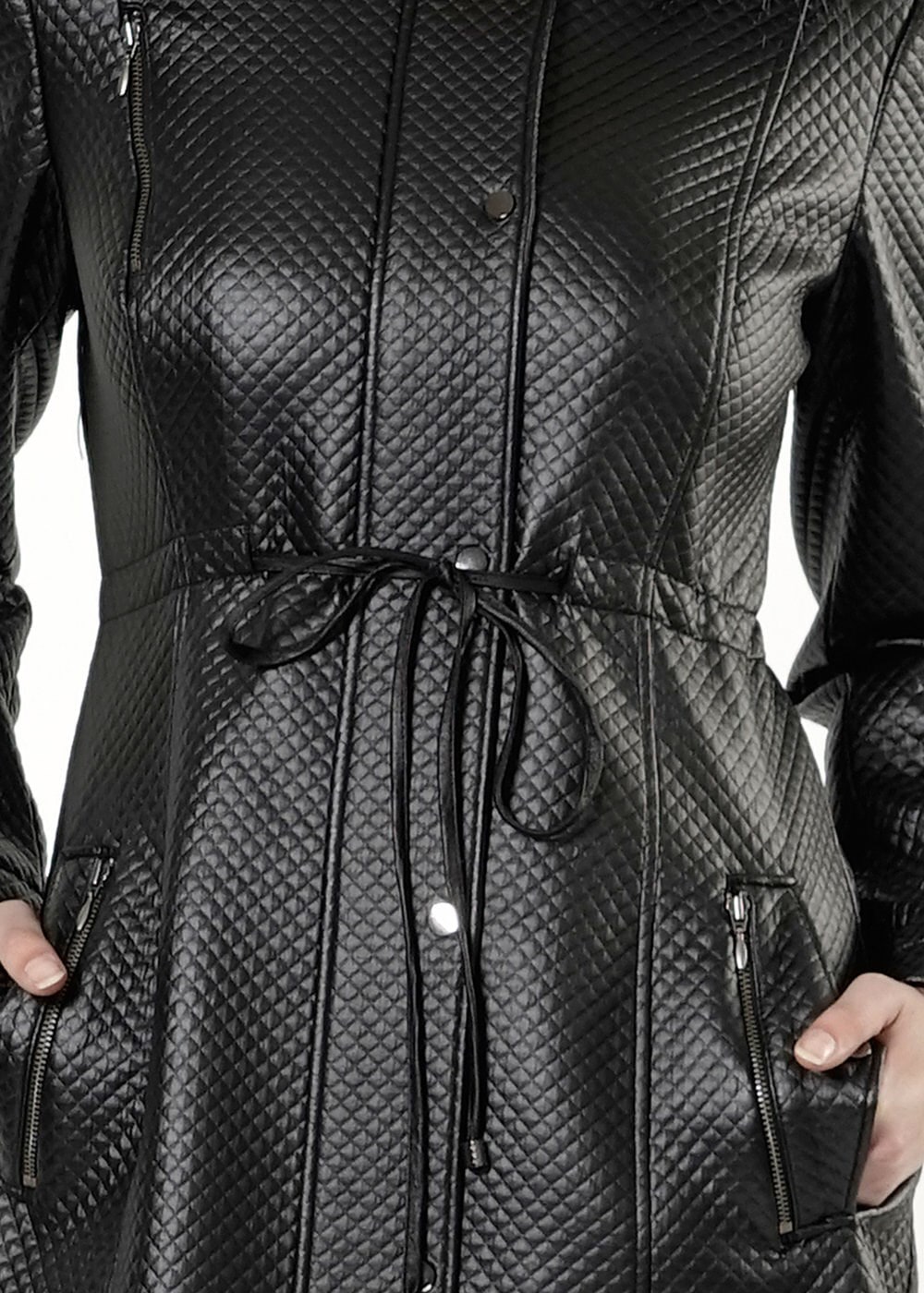 Tesettür giyim SİYAH KAPÜŞONLU KABAN 9439