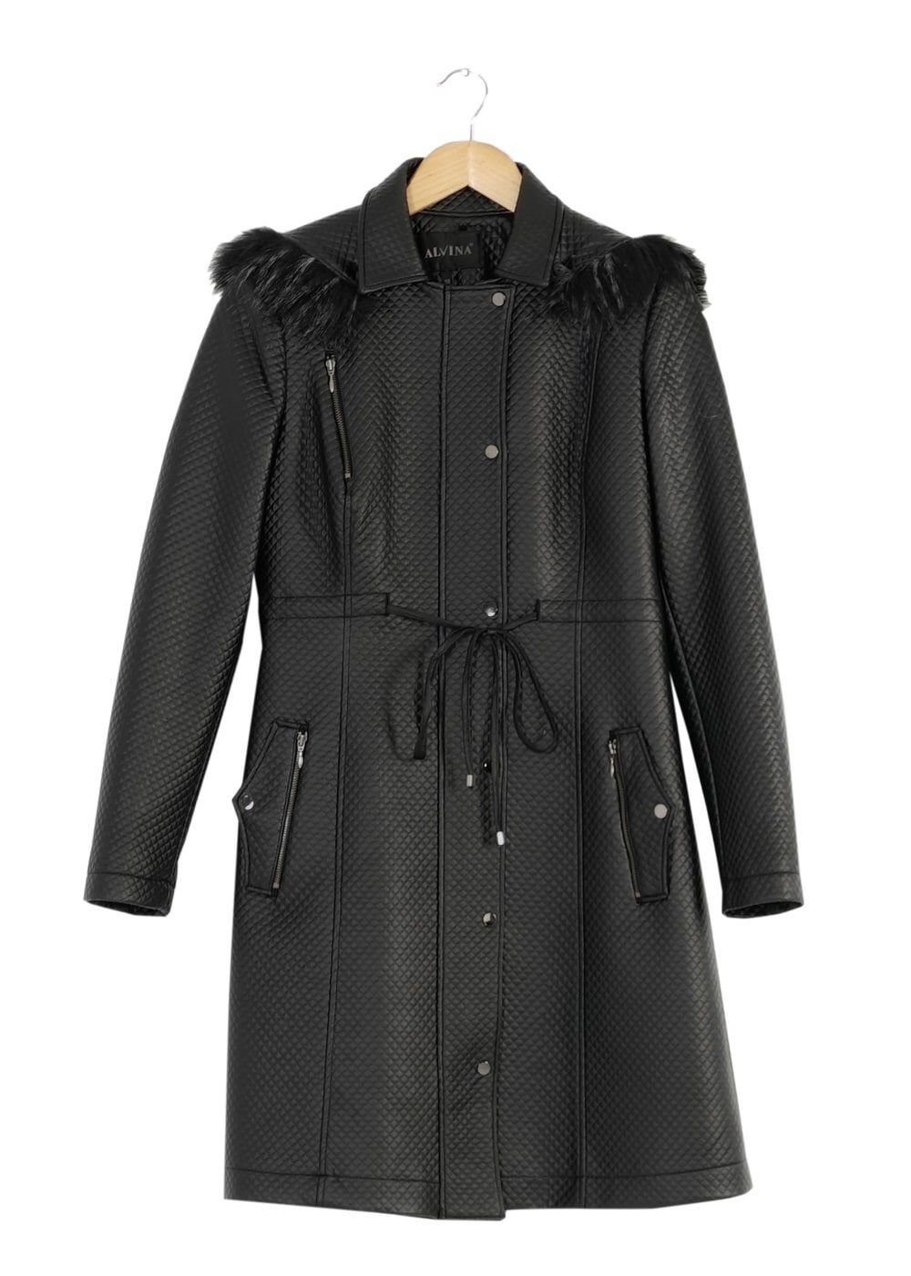 Tesettür giyim SİYAH KAPÜŞONLU KABAN 9439