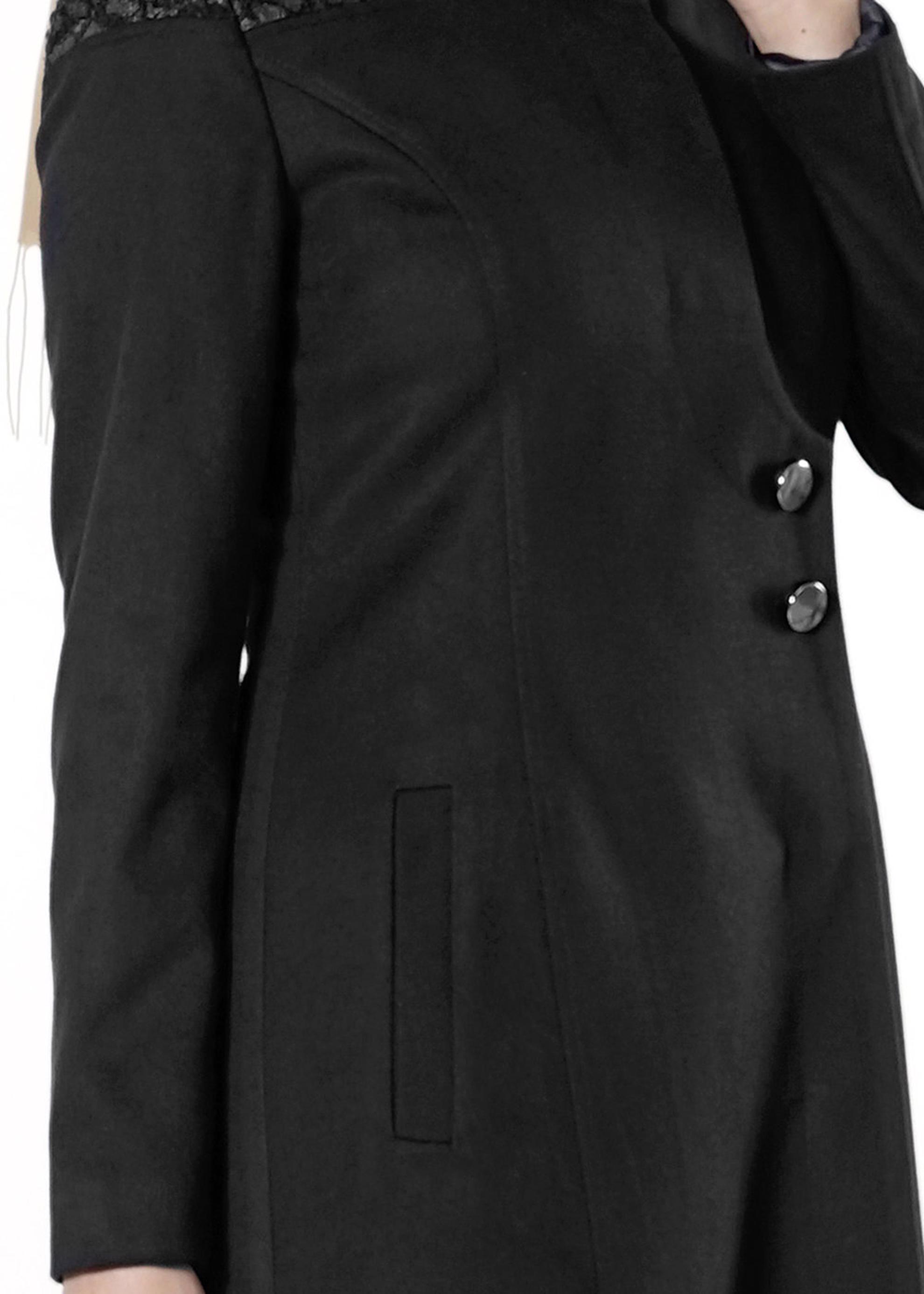 Tesettür giyim SİYAH DÜĞMELİ KABAN 9397-1 