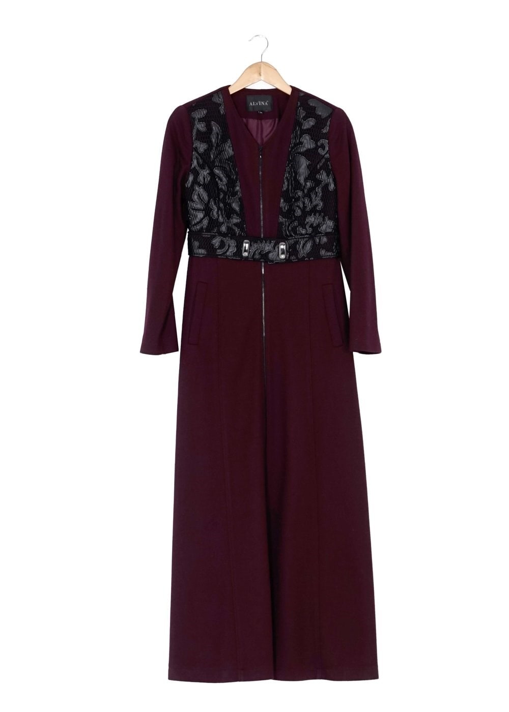 Tesettür giyim MÜRDÜM DERİ DETAYLI MANTO 9343 