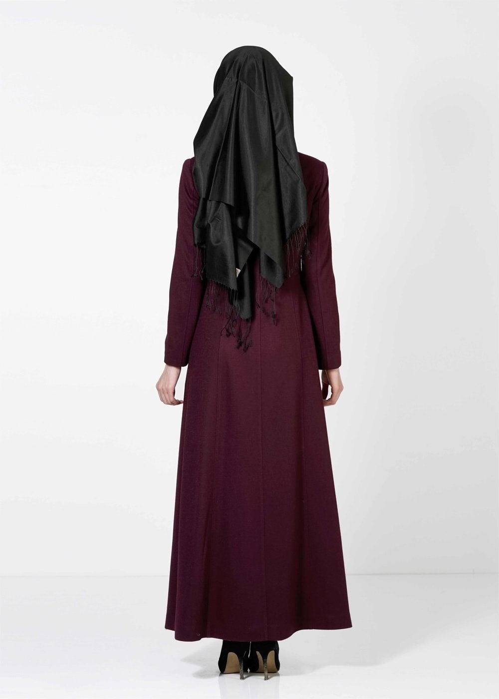 Tesettür giyim MÜRDÜM DERİ DETAYLI FERMUARLI MANTO 9350 