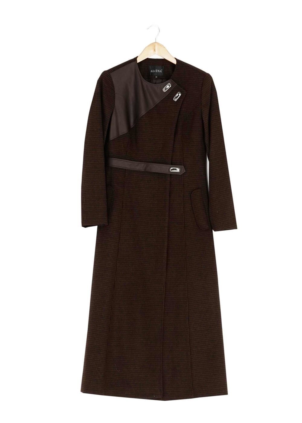 Tesettür giyim KAHVE TOKA DETAYLI MANTO 9352 