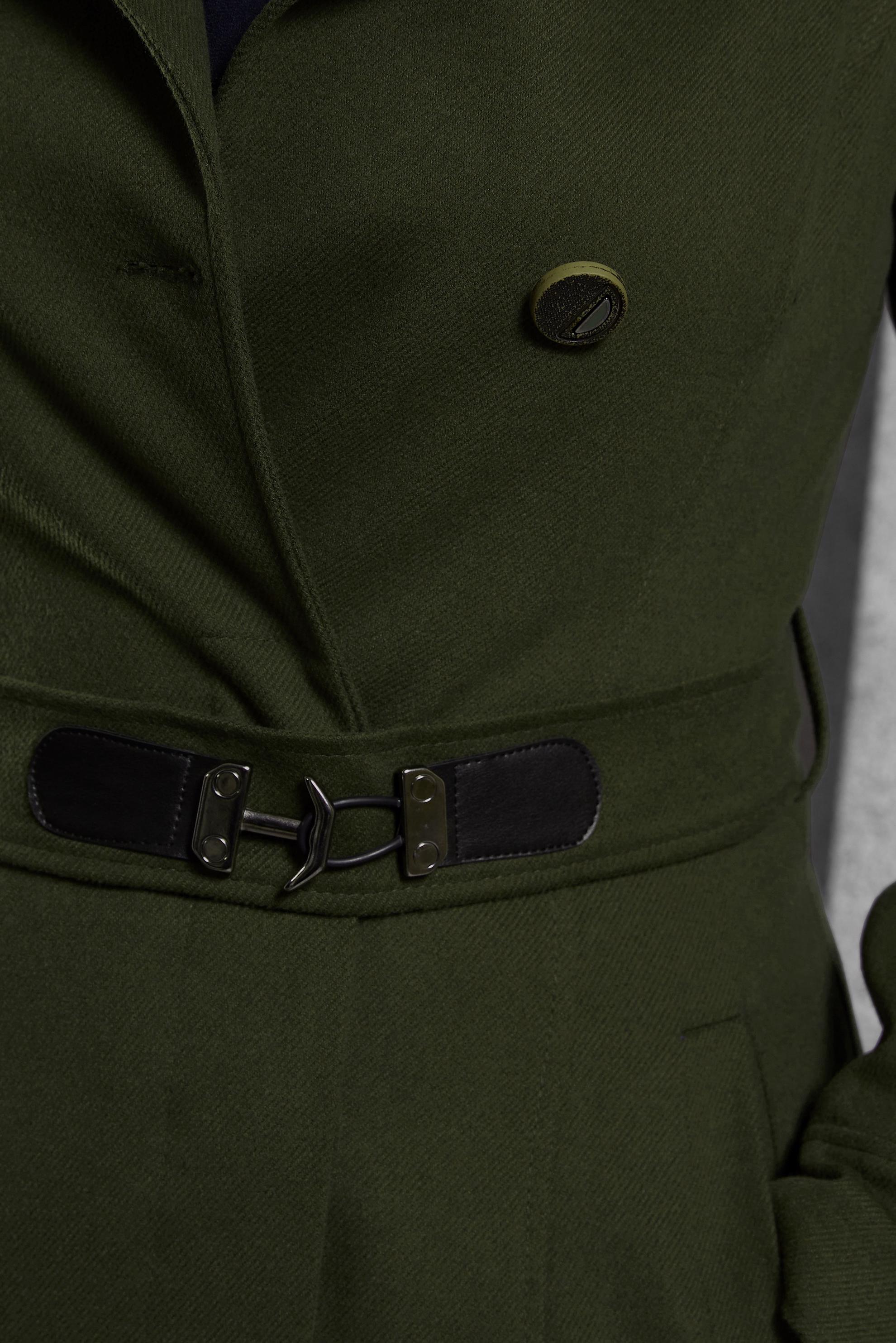 Tesettür giyim HAKİ KEMERLİ DÜĞMELİ MANTO 9354