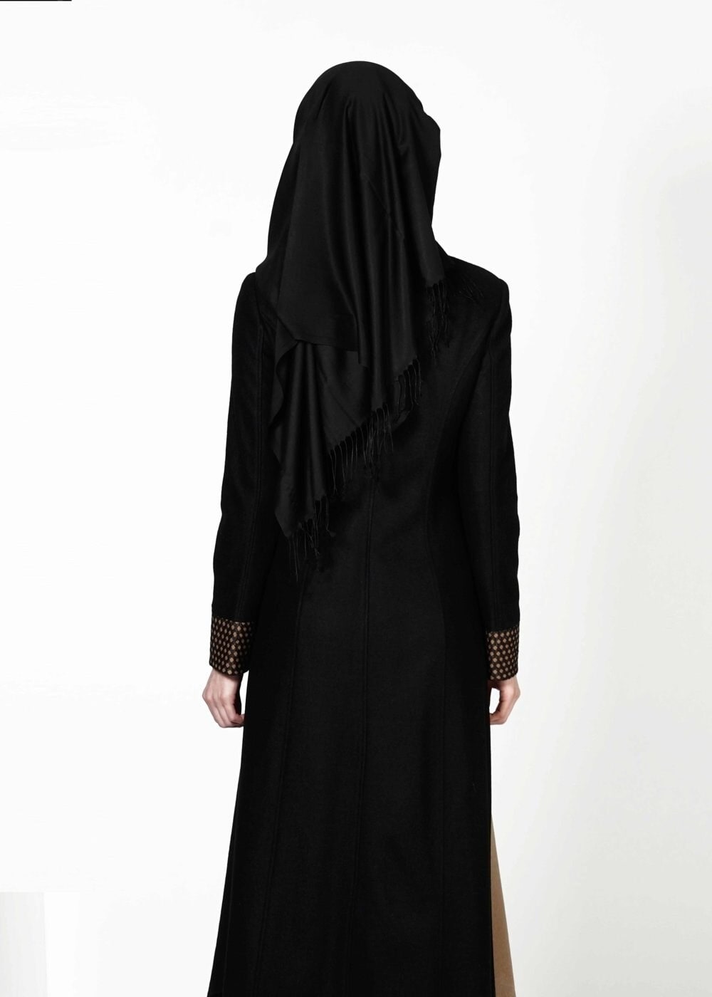 Tesettür giyim KAHVE İKİ RENKLİ FERMUARLI MANTO 9358 