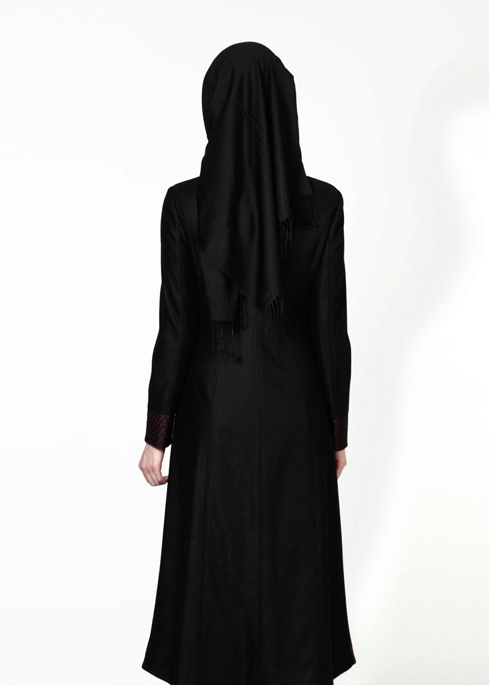 Tesettür giyim MÜRDÜM İKİ RENKLİ FERMUARLI MANTO 9358 