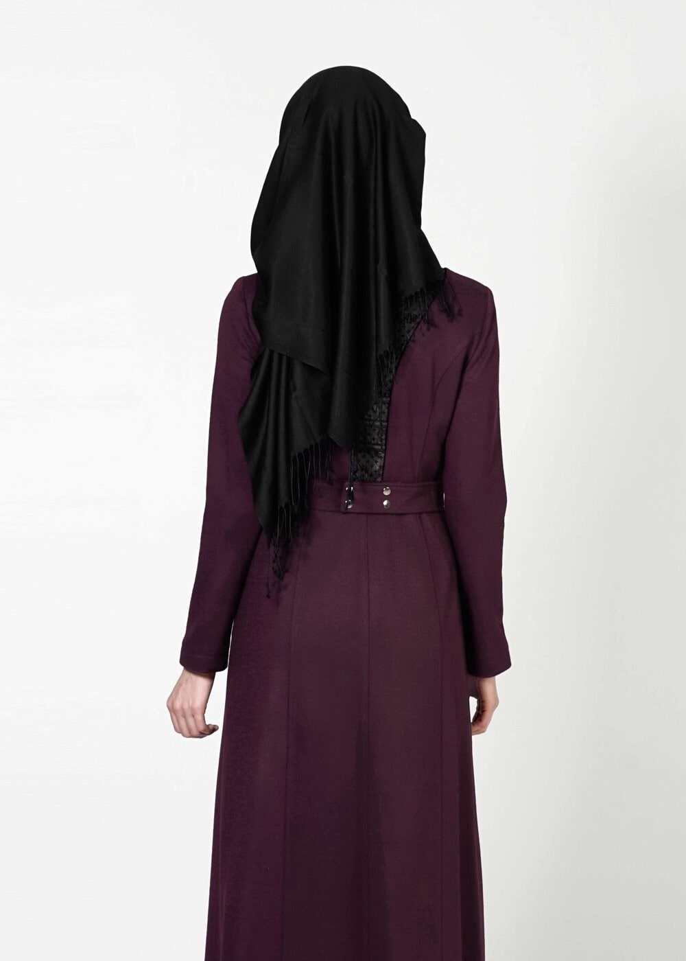 Tesettür giyim MÜRDÜM KEMERLİ MANTO 9359