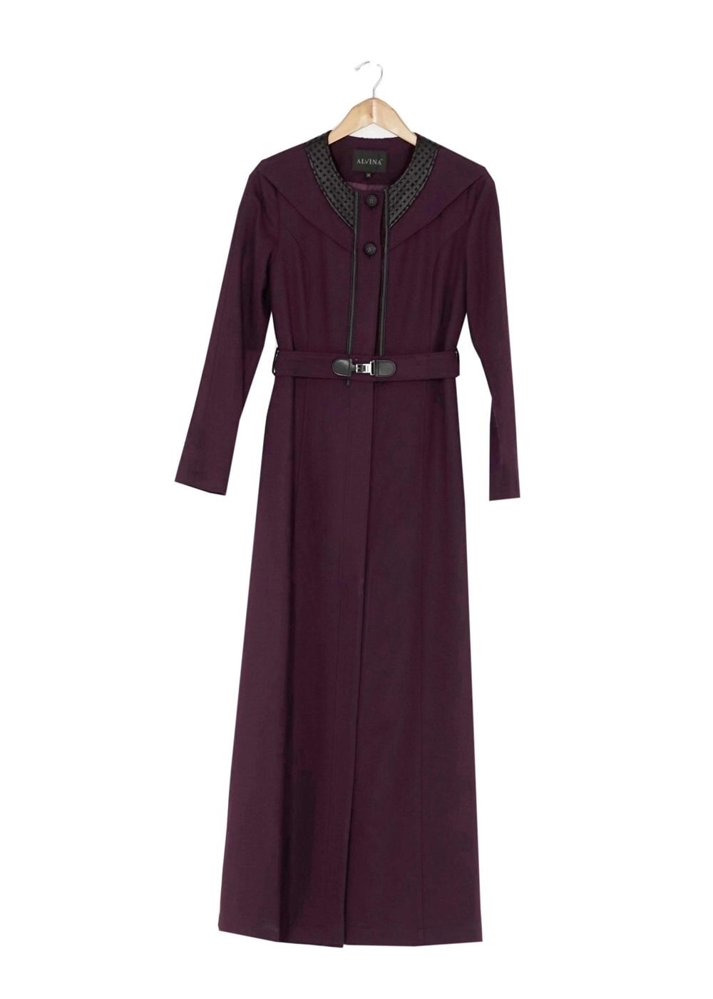 Tesettür giyim MÜRDÜM KEMERLİ MANTO 9359