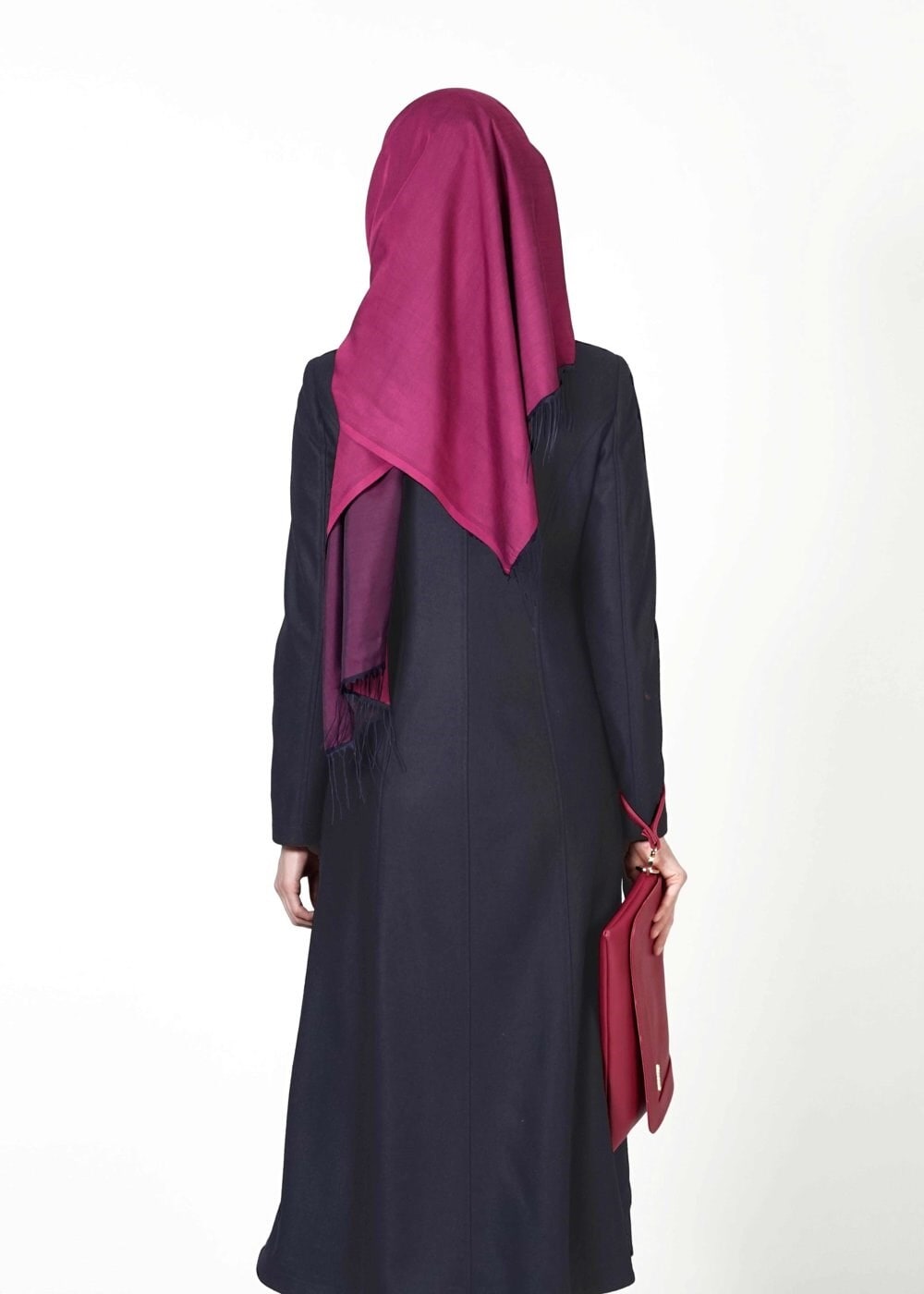 Tesettür giyim LACİVERT DESENLİ FERMUARLI MANTO 9369 