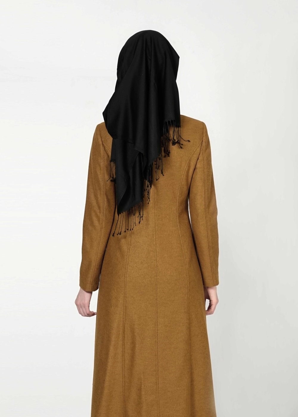 Tesettür giyim SARI DESENLİ FERMUARLI MANTO 9369 