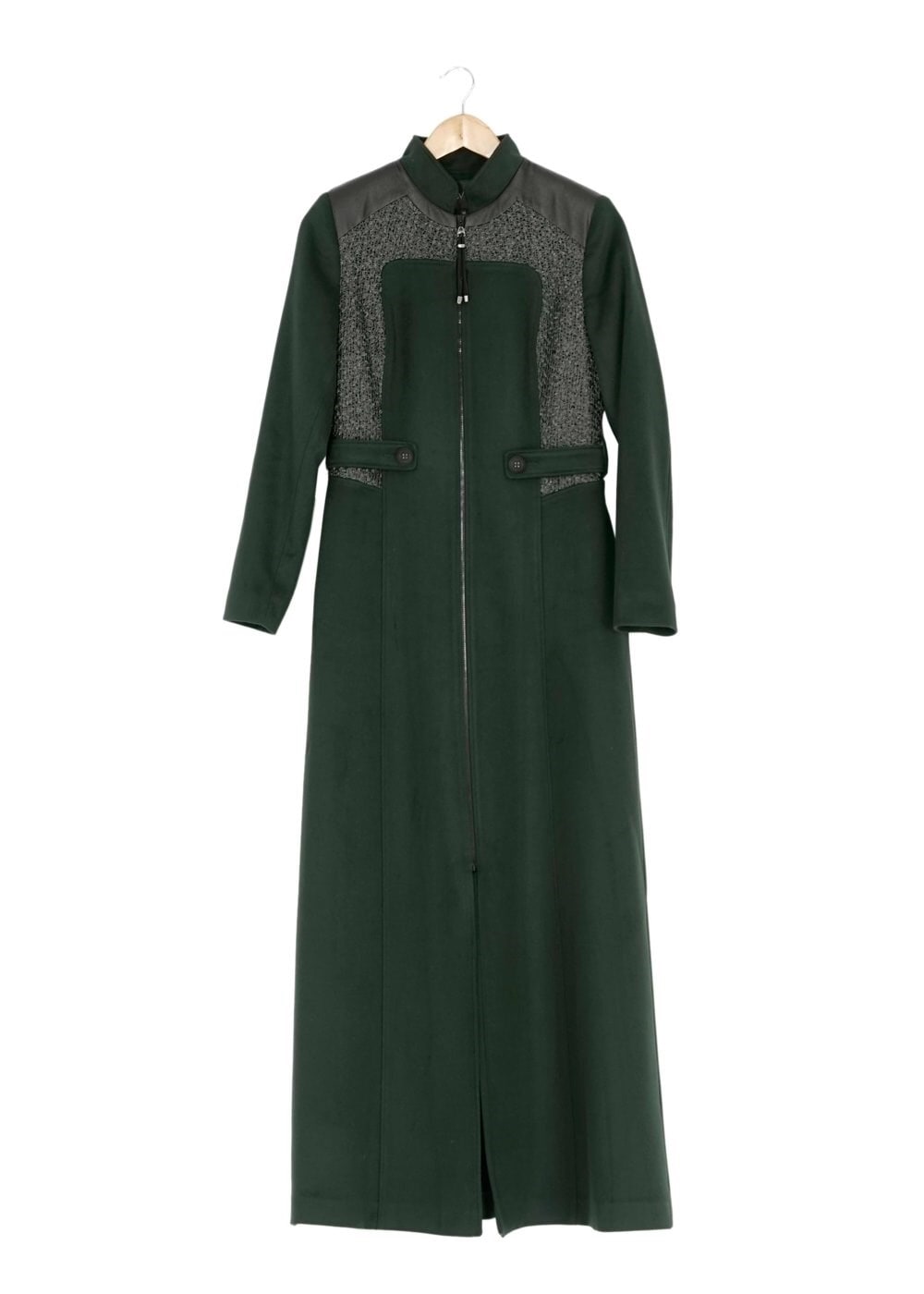 Tesettür giyim YEŞİL FERMUARLI MANTO 9380