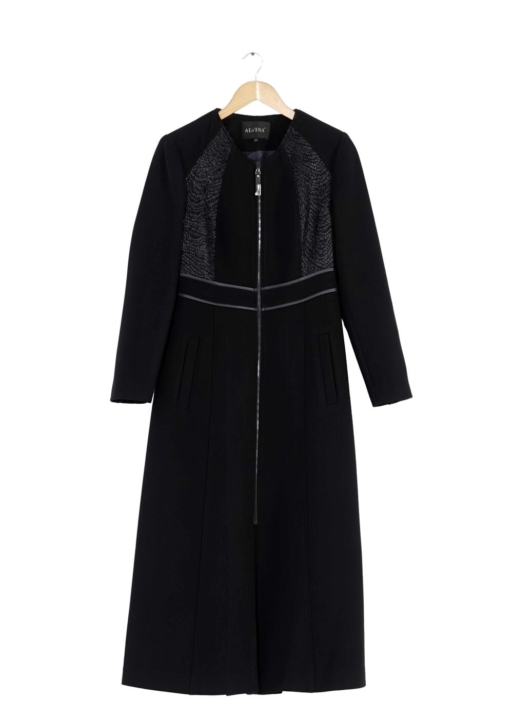 Tesettür giyim SİYAH FERMUARLI MANTO 9394 