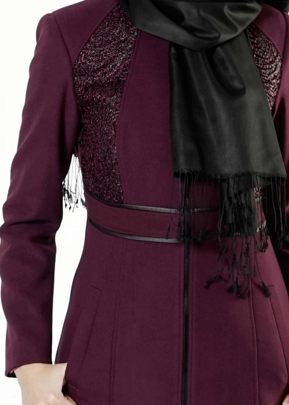 Tesettür giyim MÜRDÜM FERMUARLI MANTO 9394 