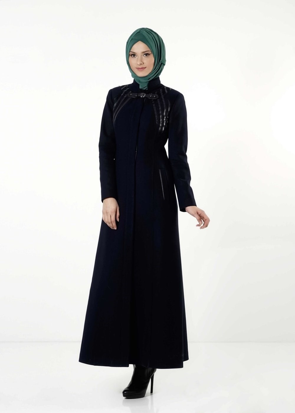 Tesettür giyim LACİVERT FERMUARLI MANTO 9396 