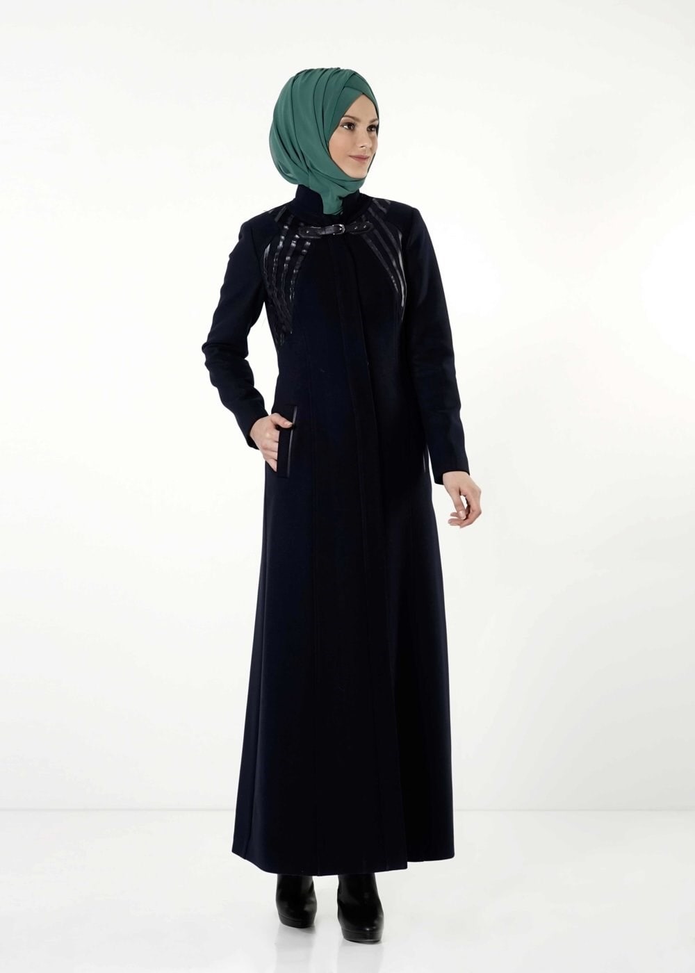 Tesettür giyim LACİVERT FERMUARLI MANTO 9396 