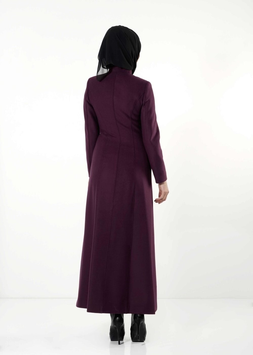 Tesettür giyim MÜRDÜM FERMUARLI MANTO 9396 