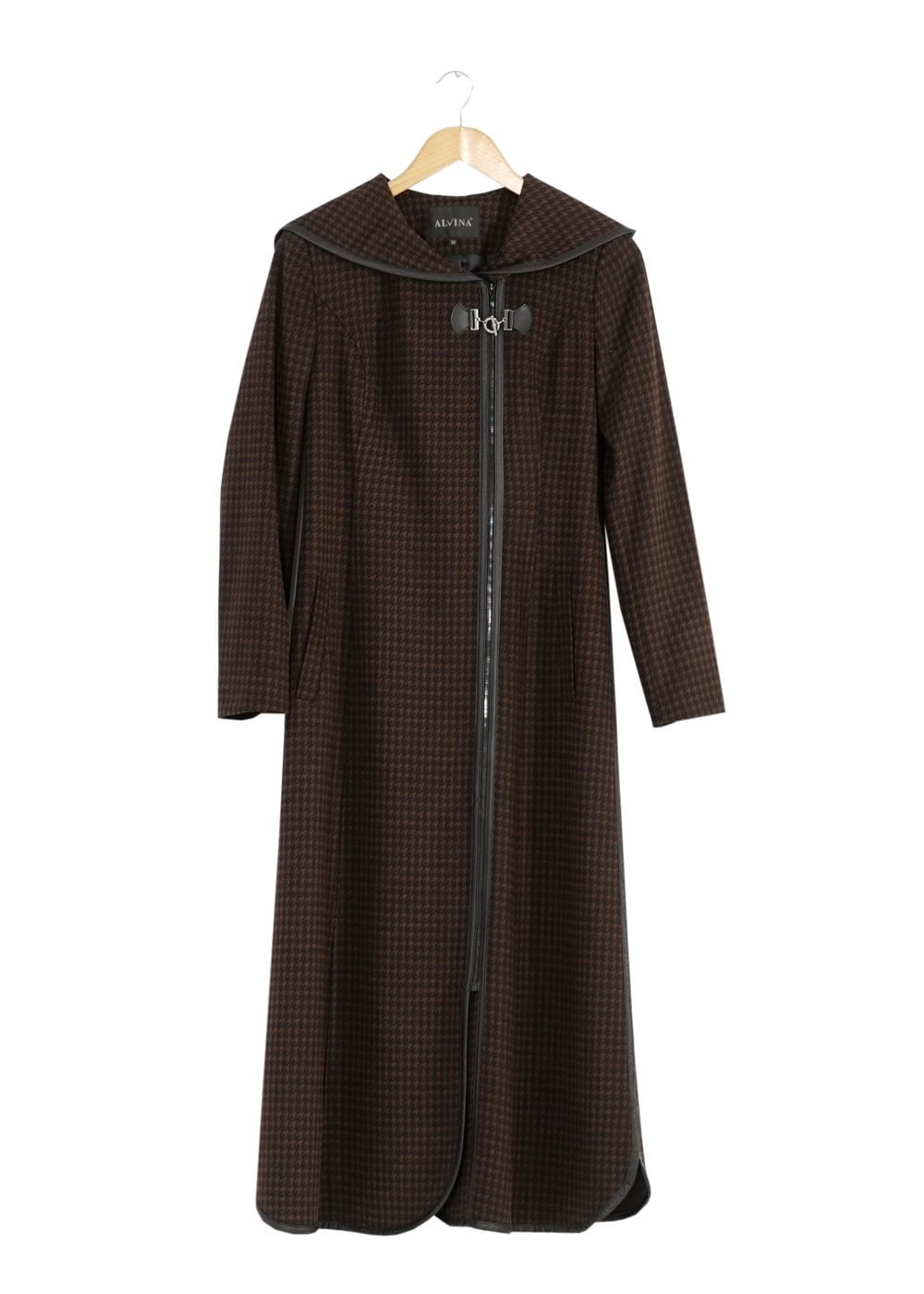 Tesettür giyim KAHVE KAZAYAĞI DESENLİ MANTO 9441 