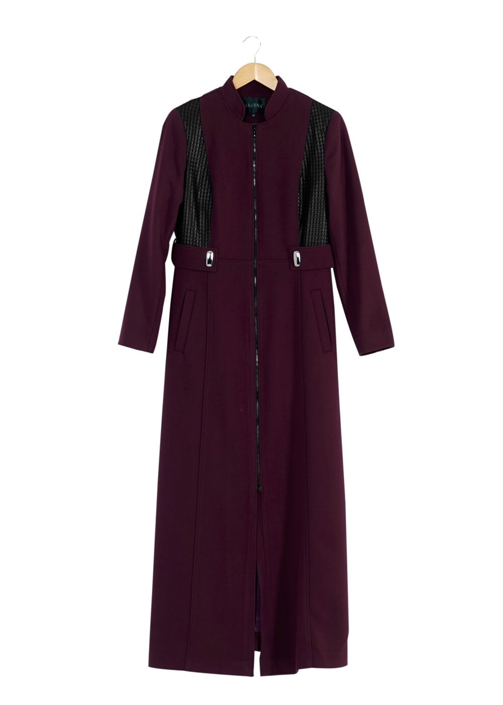 Tesettür giyim BORDO FERMUARLI MANTO 9442 