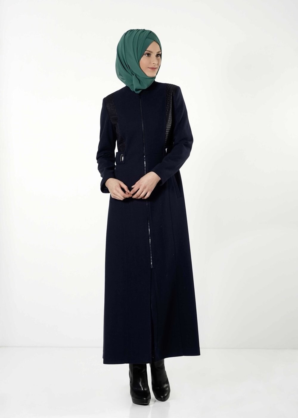 Tesettür giyim LACİVERT FERMUARLI MANTO 9442 