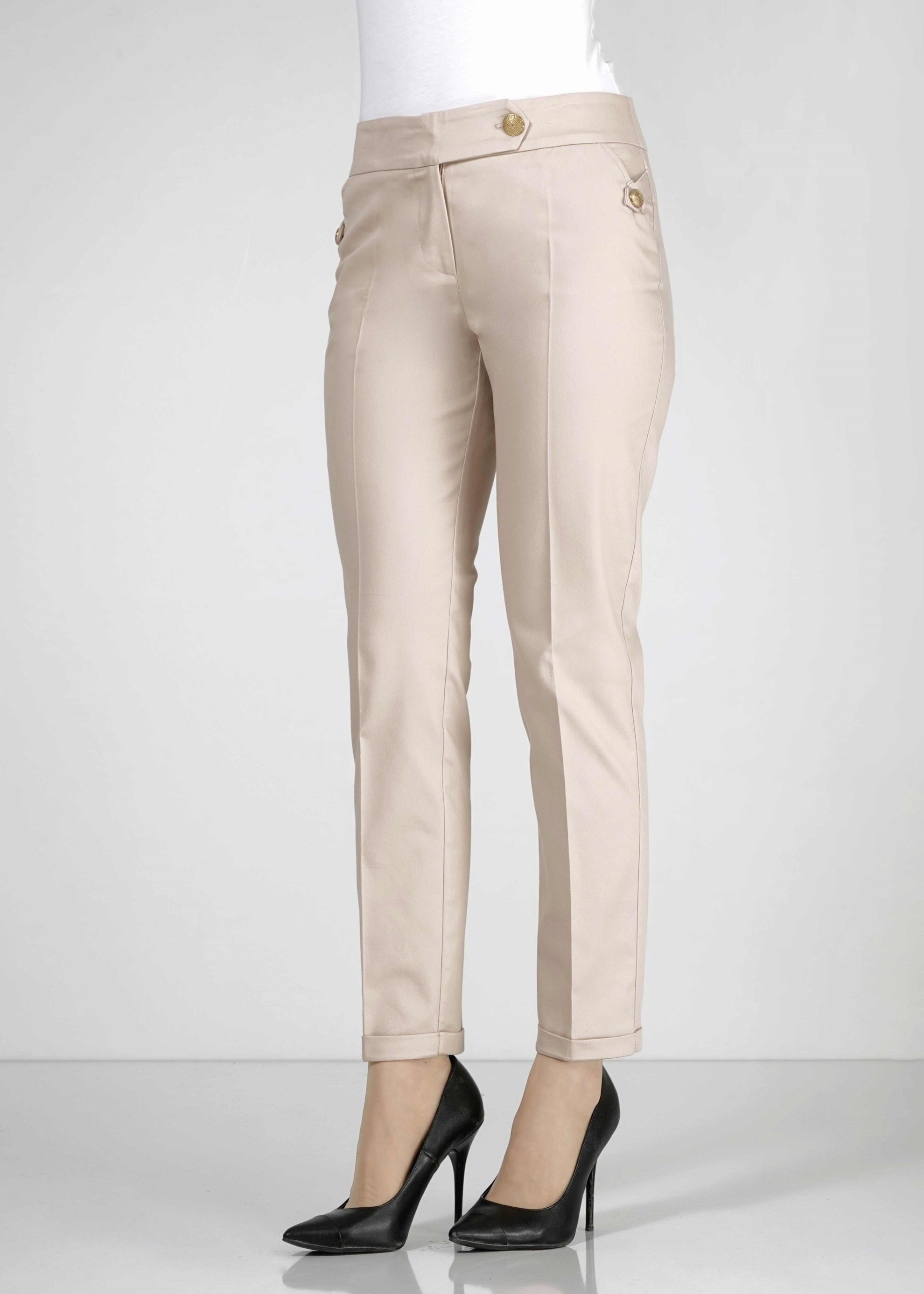 Tesettür giyim BEJ KLASİK KESİM PANTOLON 7883 