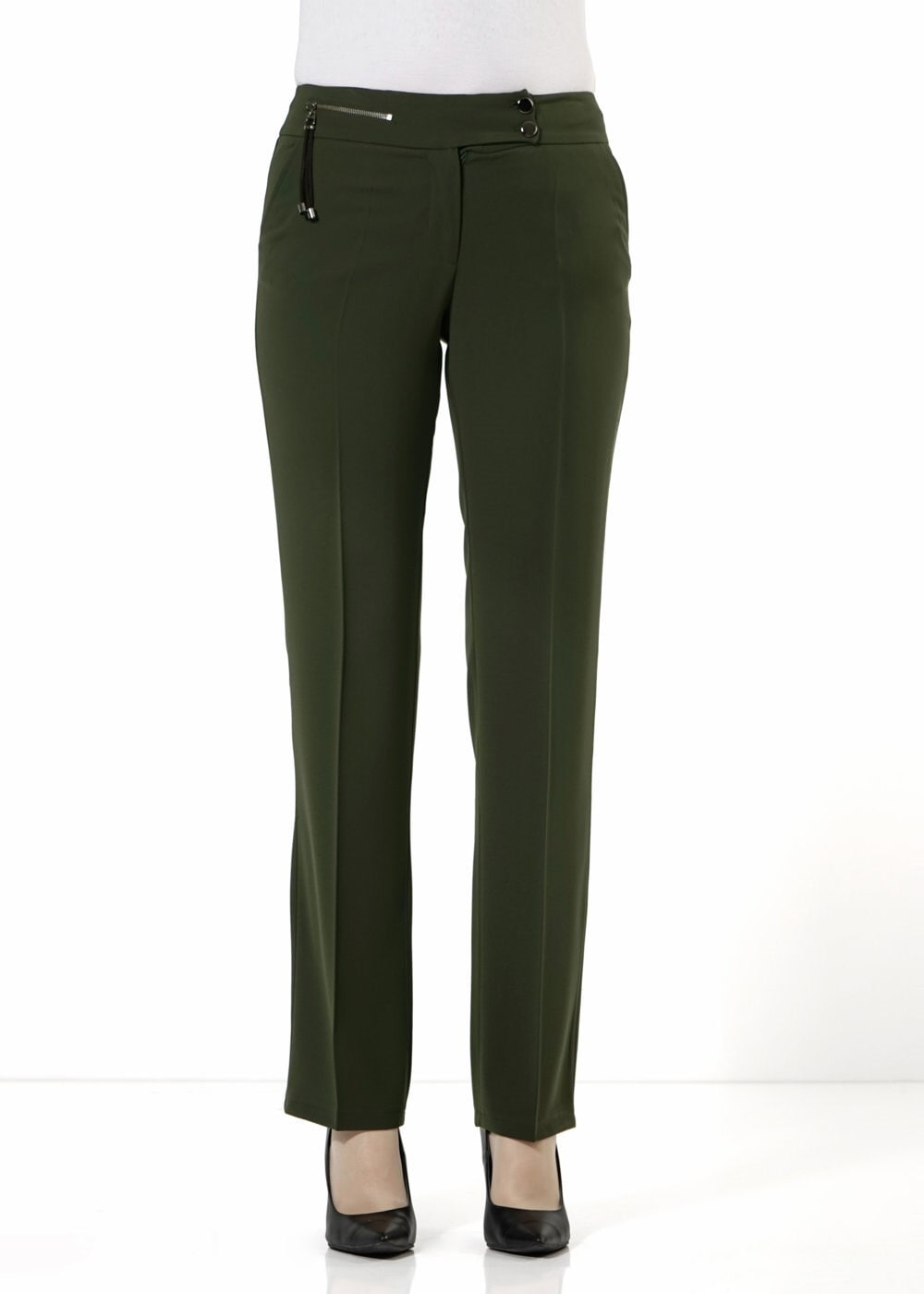 Tesettür giyim YEŞİL KLASİK KESİM PANTOLON 7887 